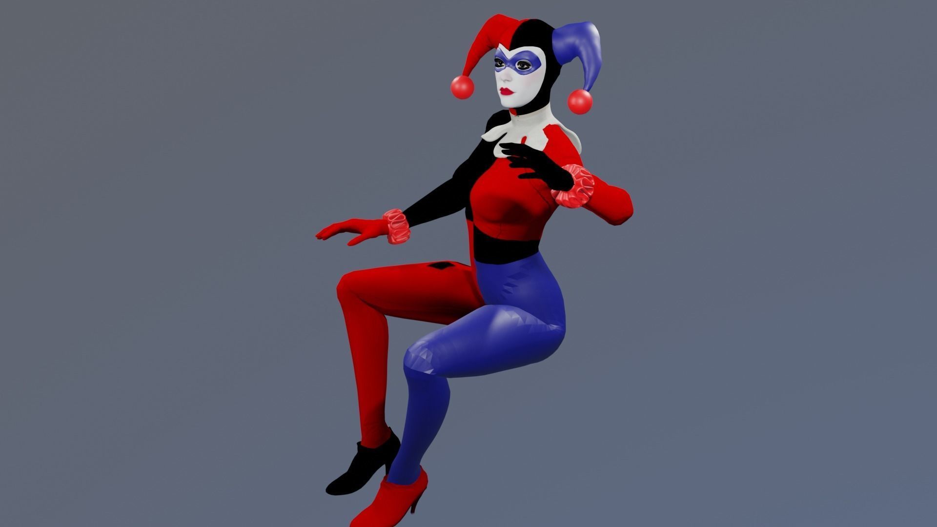 Batman Arkham Knight Classic Harley Quinn Rigged Animated Low-poly 3D model_3
