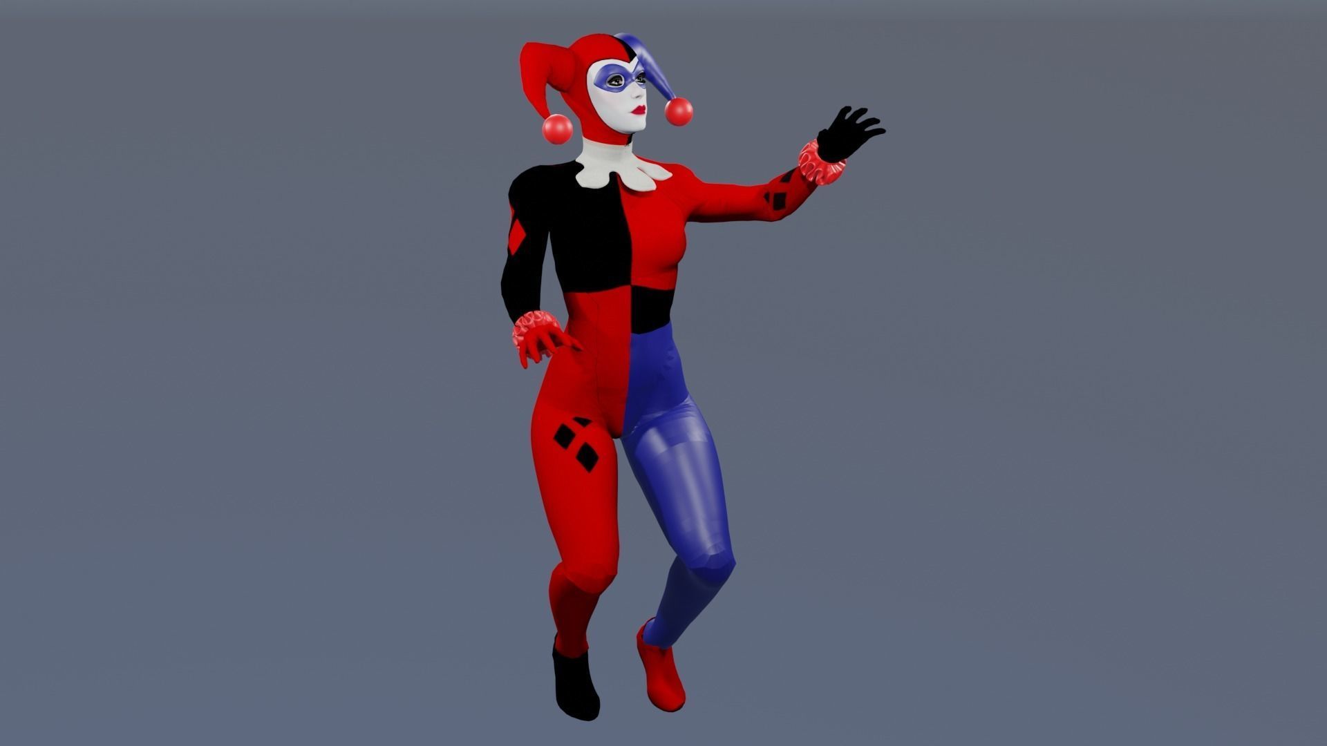 Batman Arkham Knight Classic Harley Quinn Rigged Animated Low-poly 3D model_2