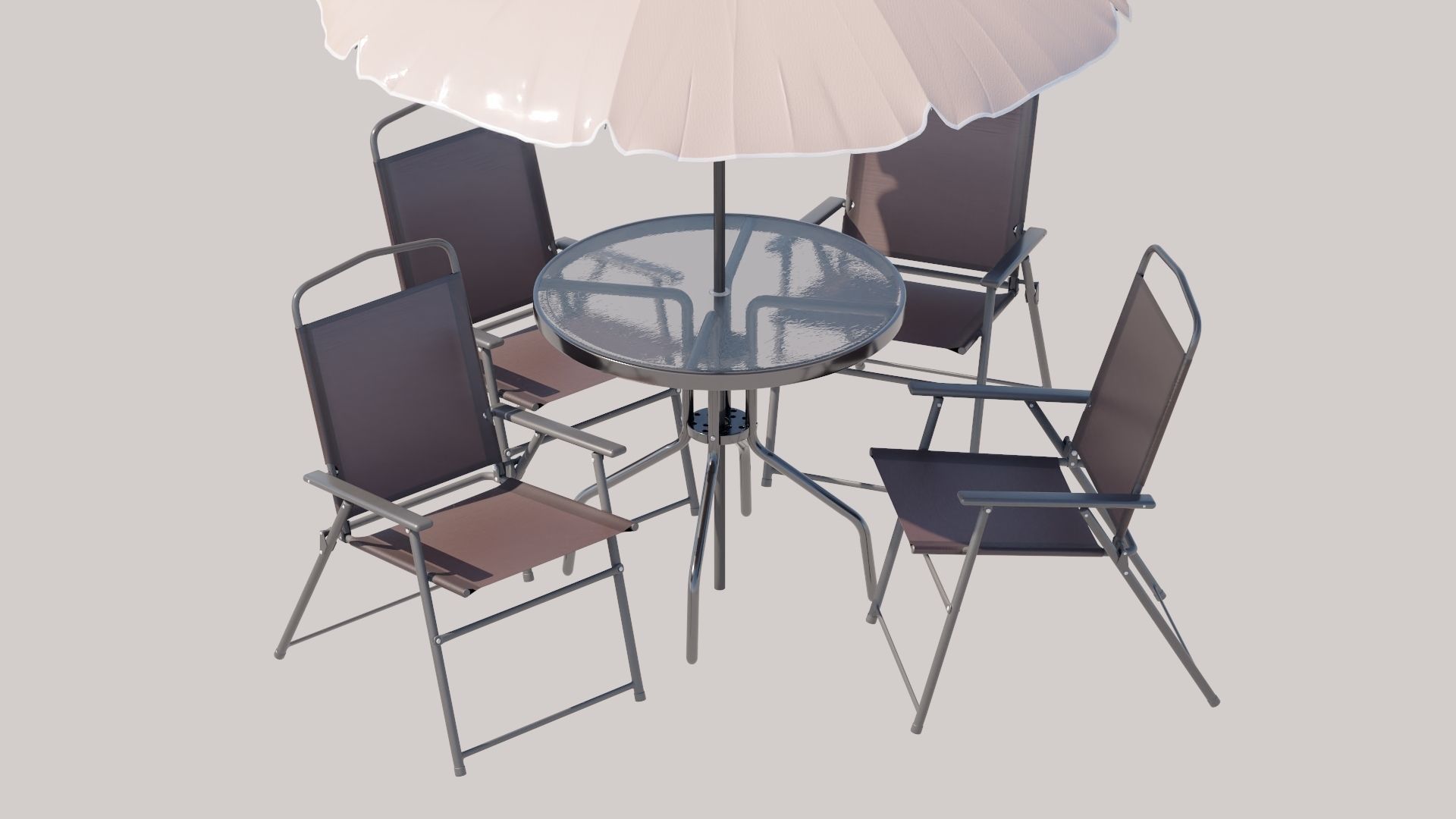 Patio Garden Table Set Umbrella Table  3D model_3