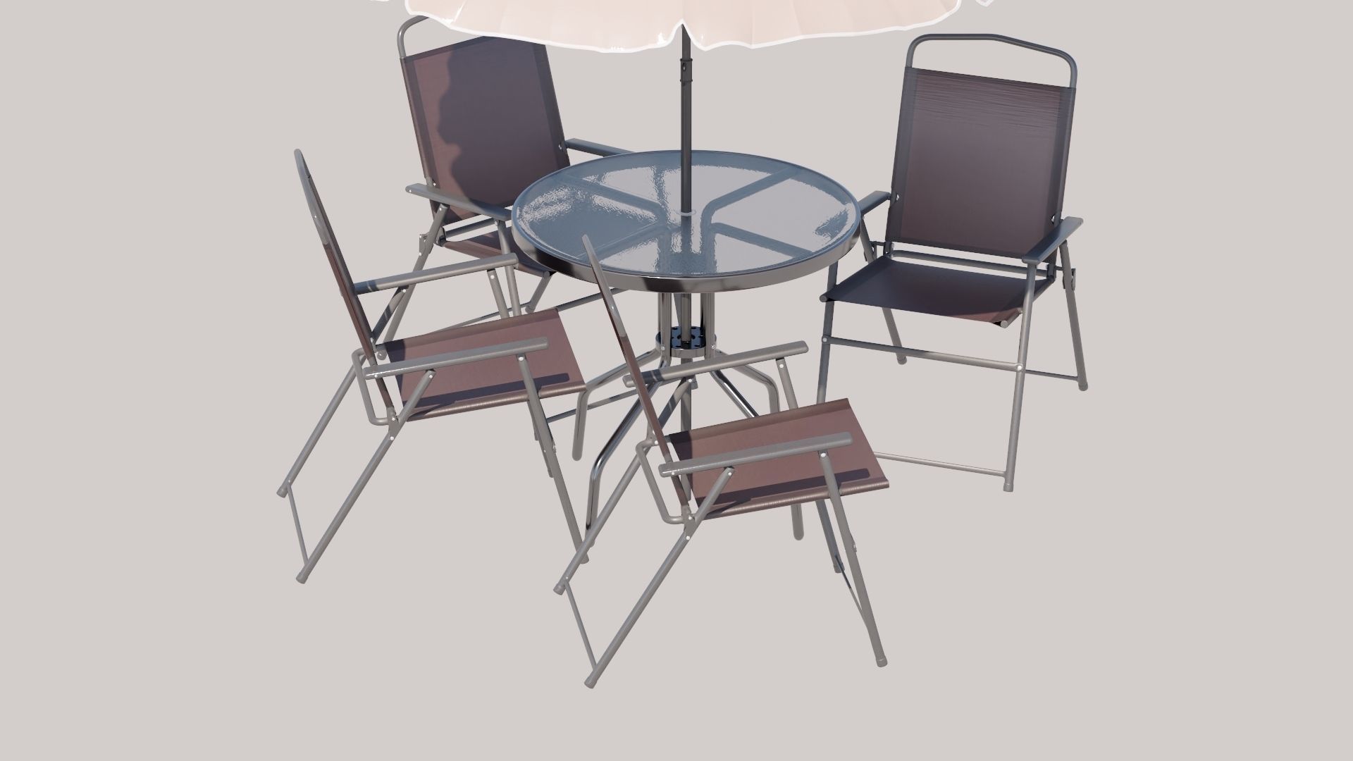 Patio Garden Table Set Umbrella Table  3D model_1