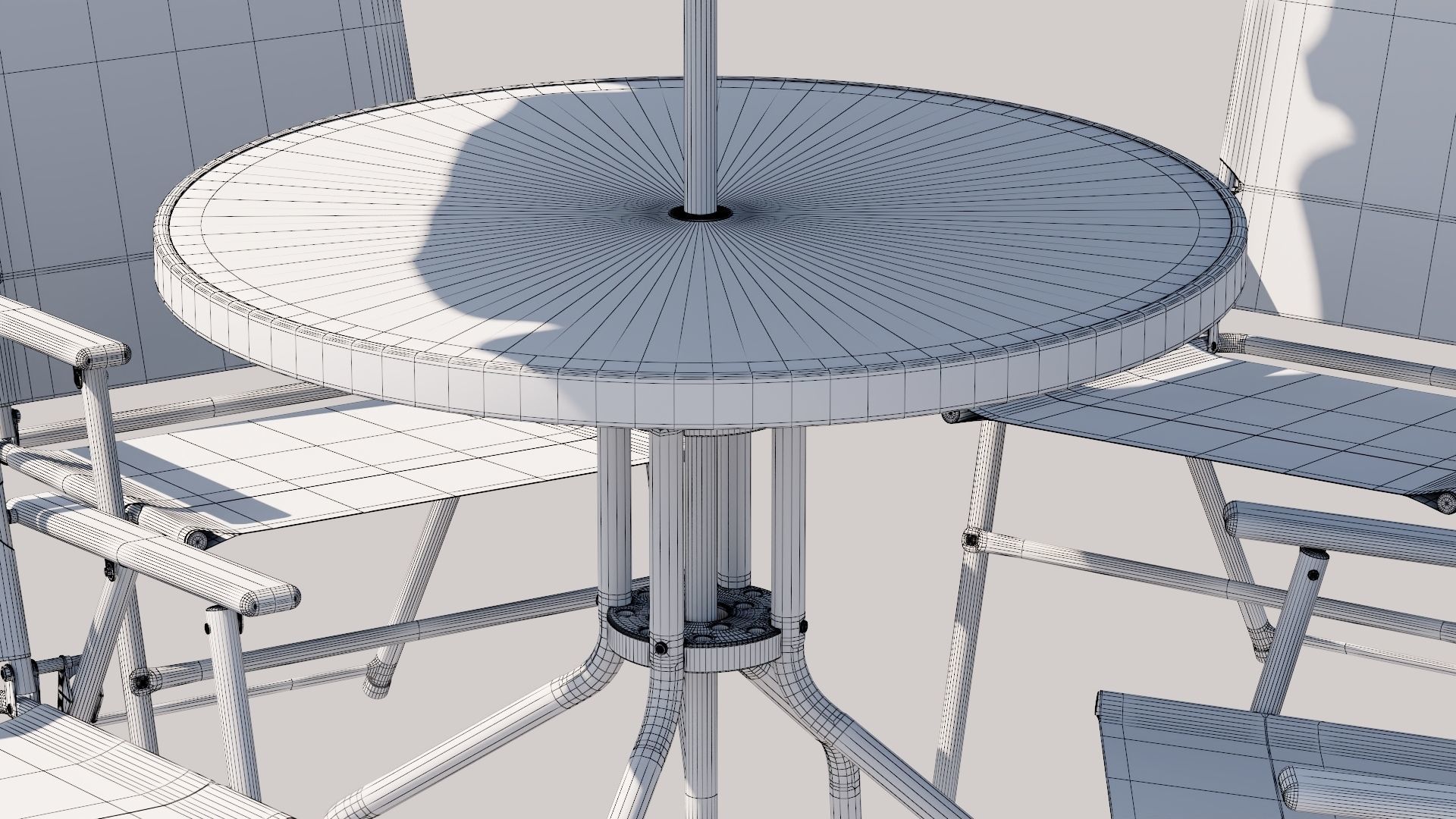 Patio Garden Table Set Umbrella Table  3D model_10