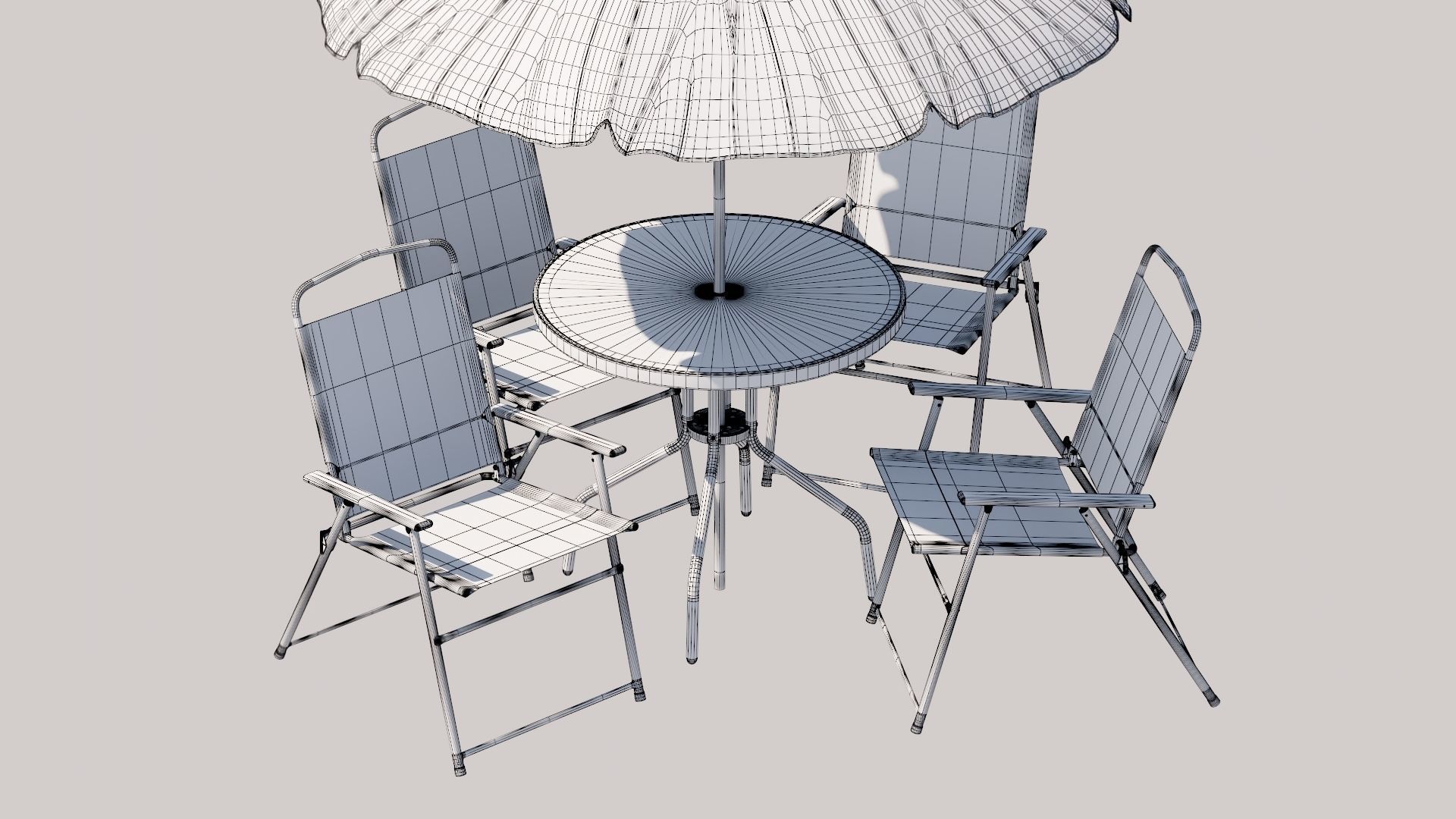 Patio Garden Table Set Umbrella Table  3D model_8