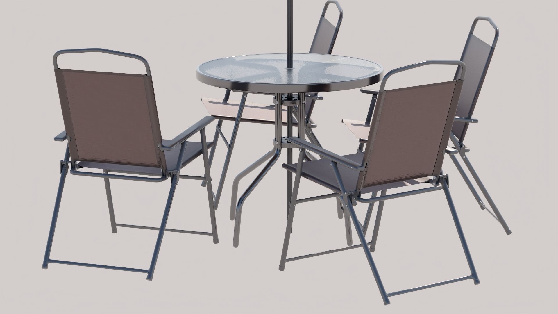 Patio Garden Table Set Umbrella Table  3D model_2