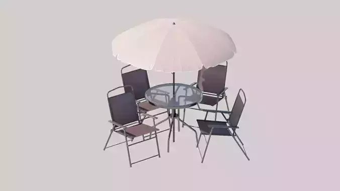 Patio Garden Table Set Umbrella Table  3D model