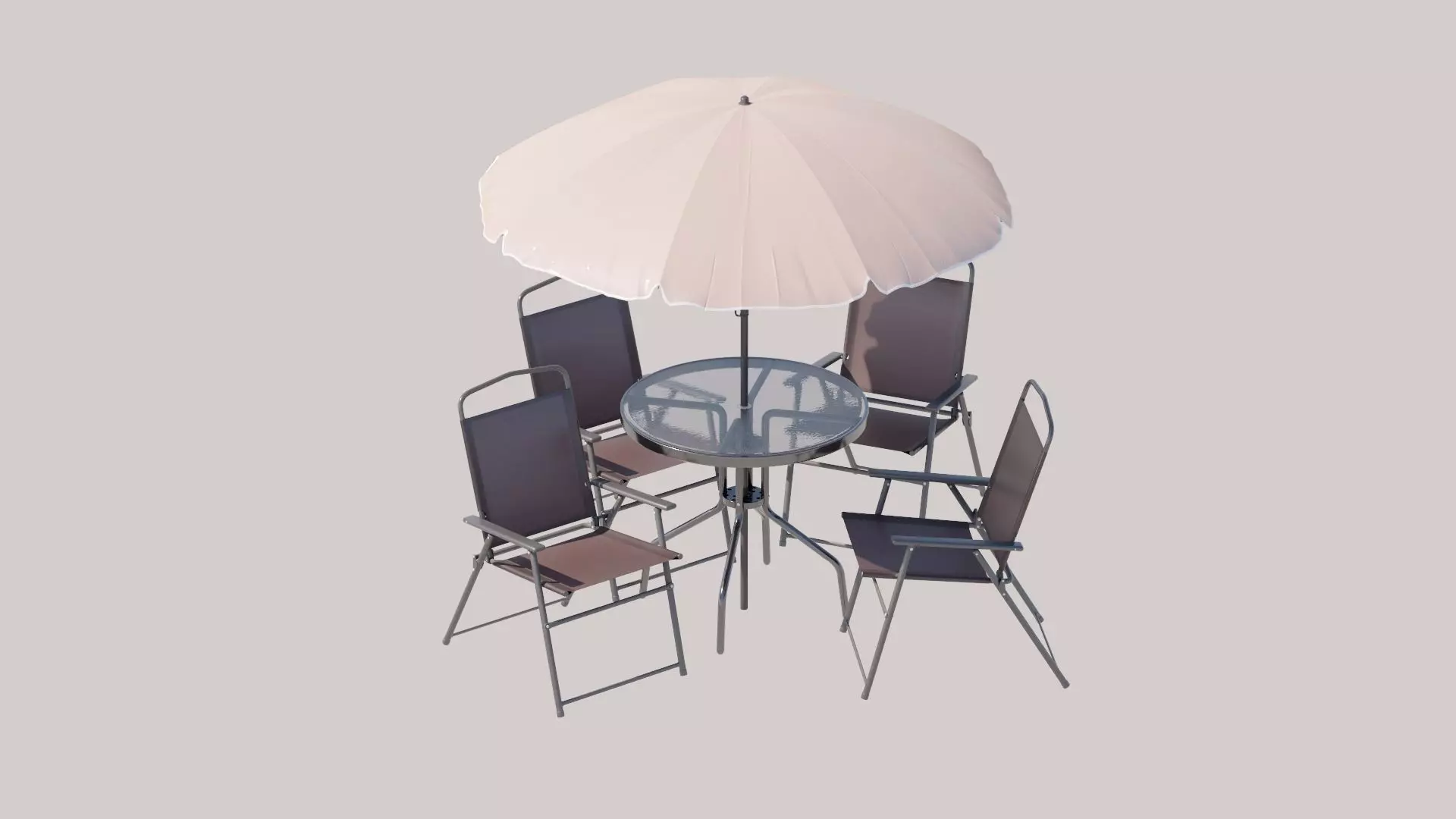 Patio Garden Table Set Umbrella Table  3D model_0