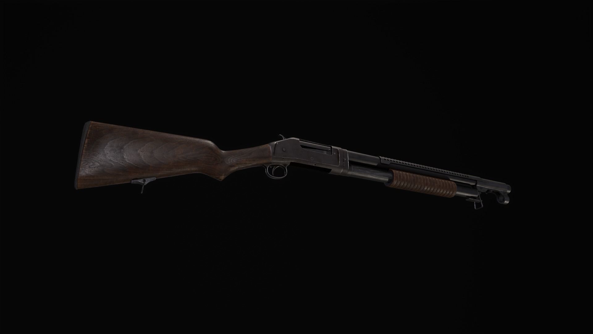 Winchester 1897 Lowpoly gameready Low-poly 3D model_13