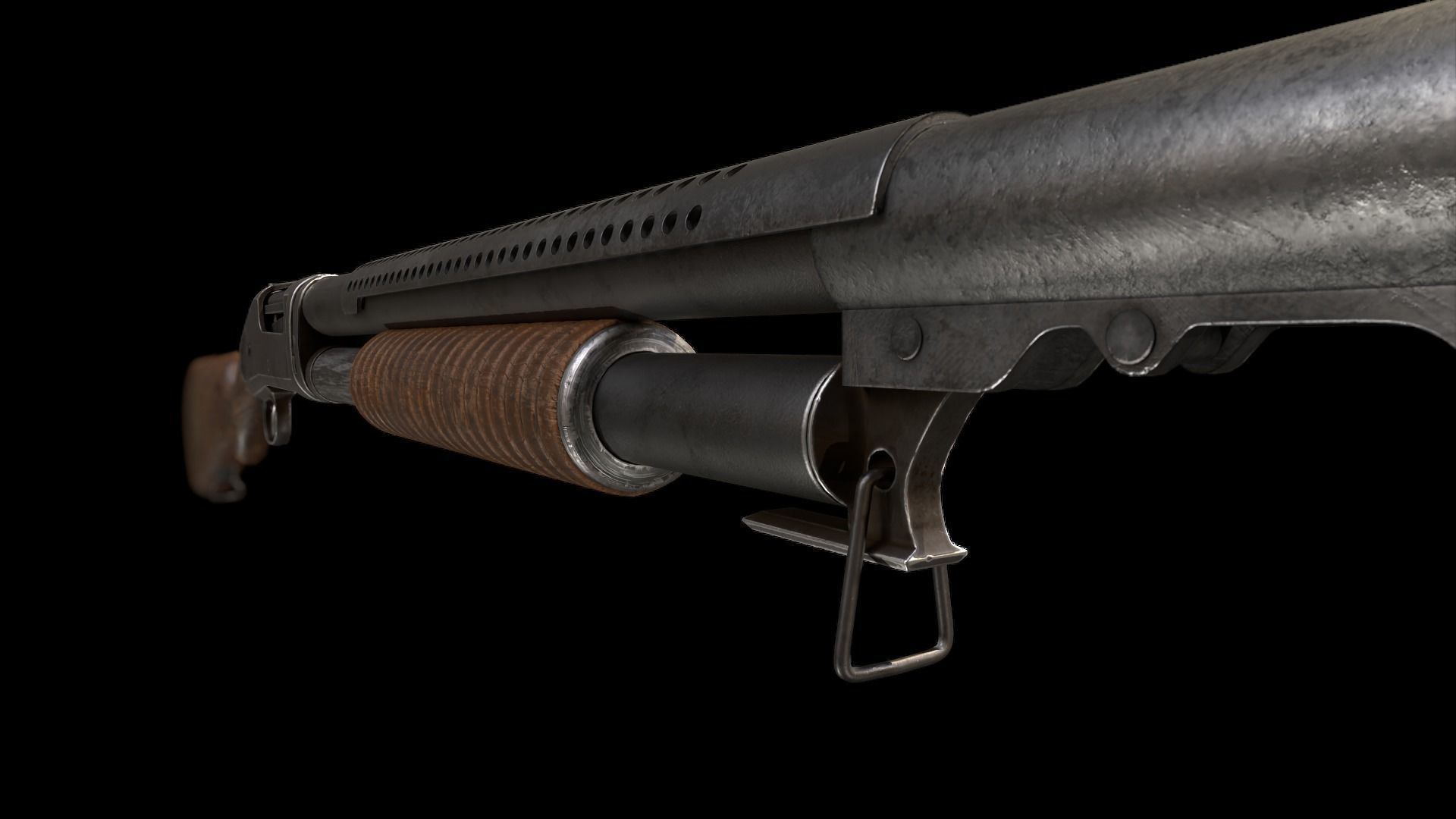 Winchester 1897 Lowpoly gameready Low-poly 3D model_6