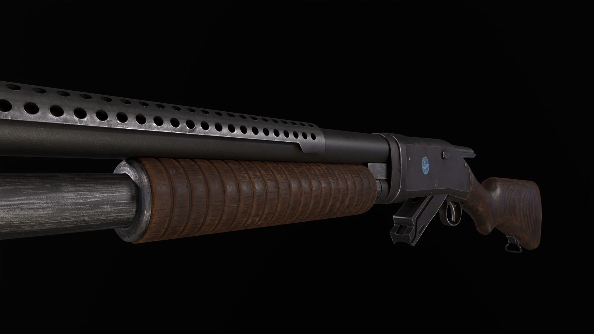 Winchester 1897 Lowpoly gameready Low-poly 3D model_16