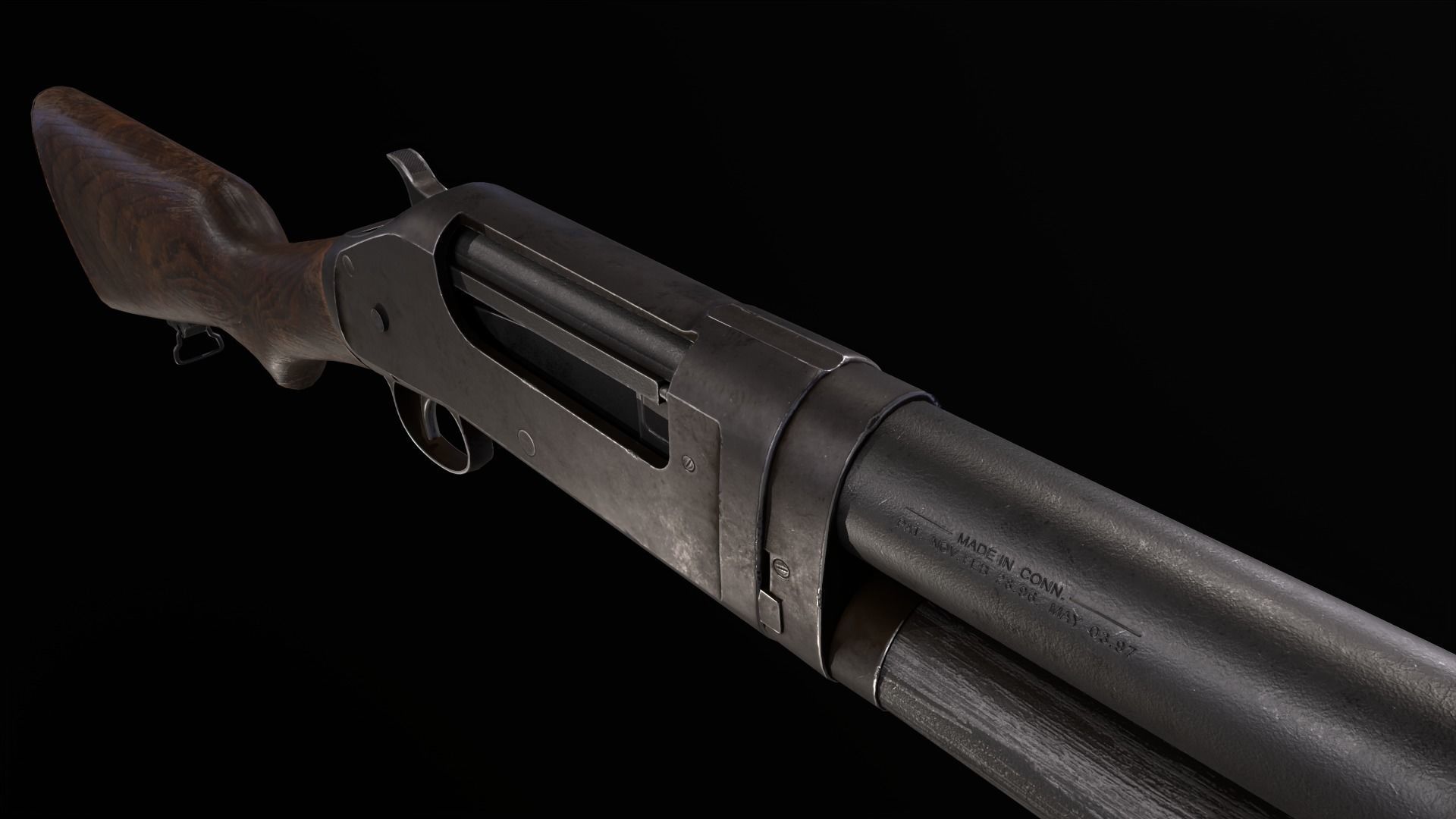 Winchester 1897 Lowpoly gameready Low-poly 3D model_15