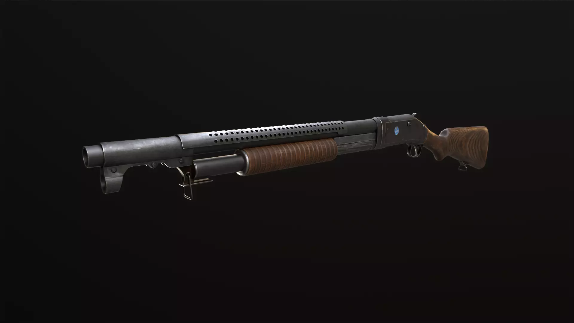 Winchester 1897 Lowpoly gameready Low-poly 3D model_0