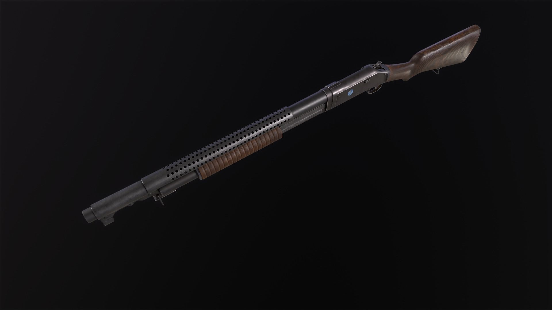 Winchester 1897 Lowpoly gameready Low-poly 3D model_10