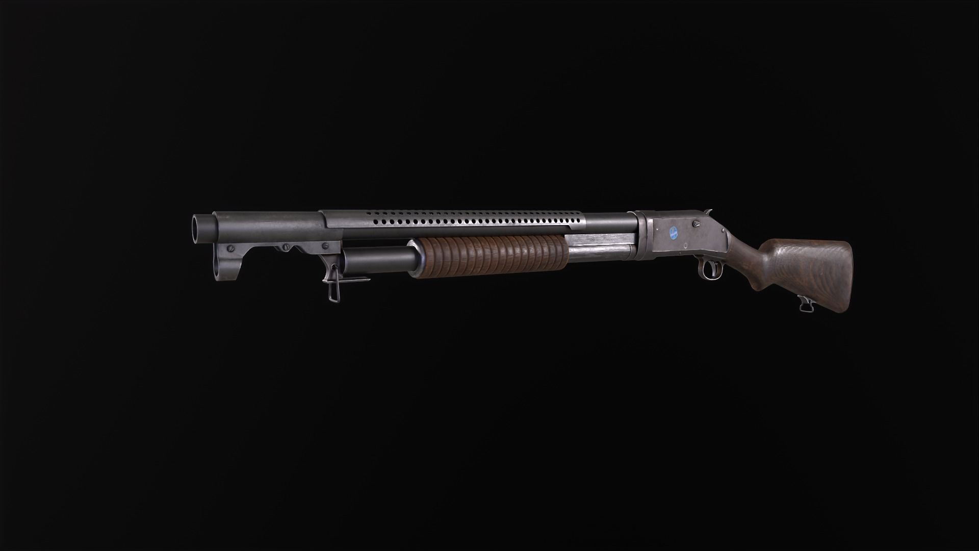 Winchester 1897 Lowpoly gameready Low-poly 3D model_17