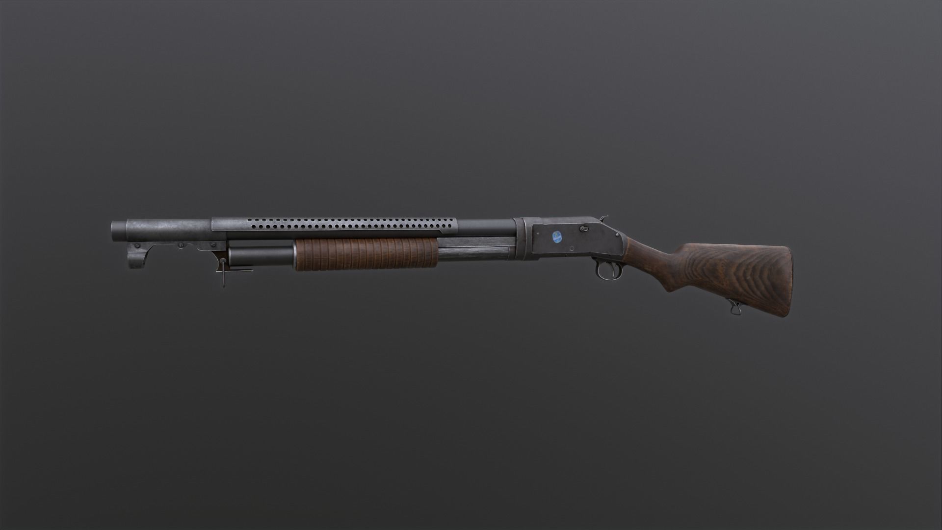 Winchester 1897 Lowpoly gameready Low-poly 3D model_2
