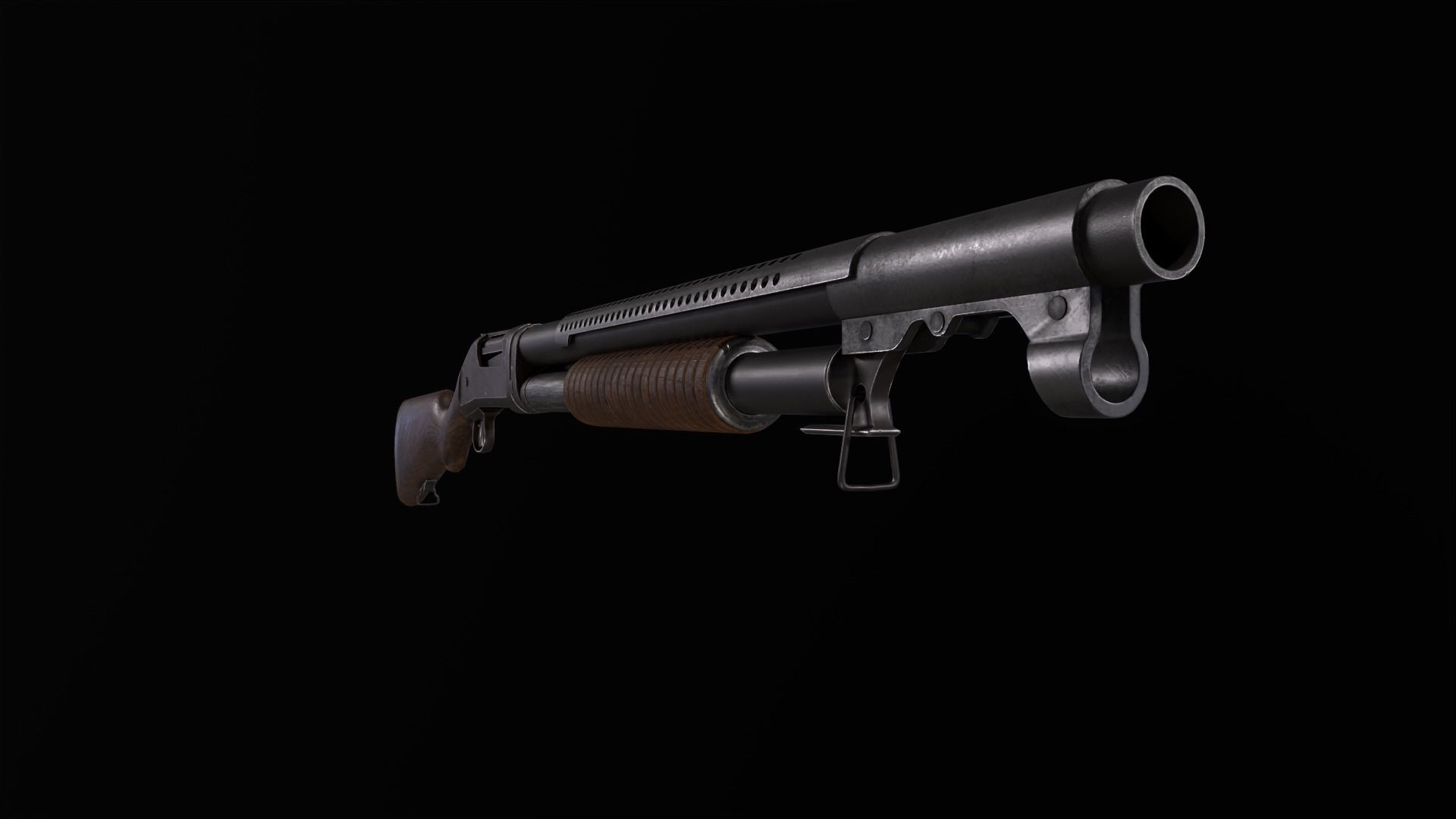 Winchester 1897 Lowpoly gameready Low-poly 3D model_3