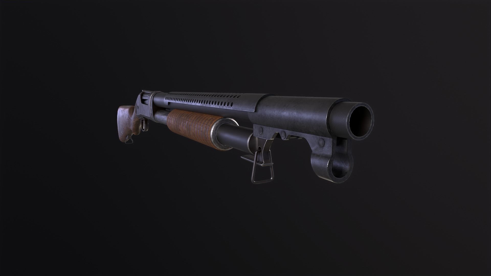 Winchester 1897 Lowpoly gameready Low-poly 3D model_11