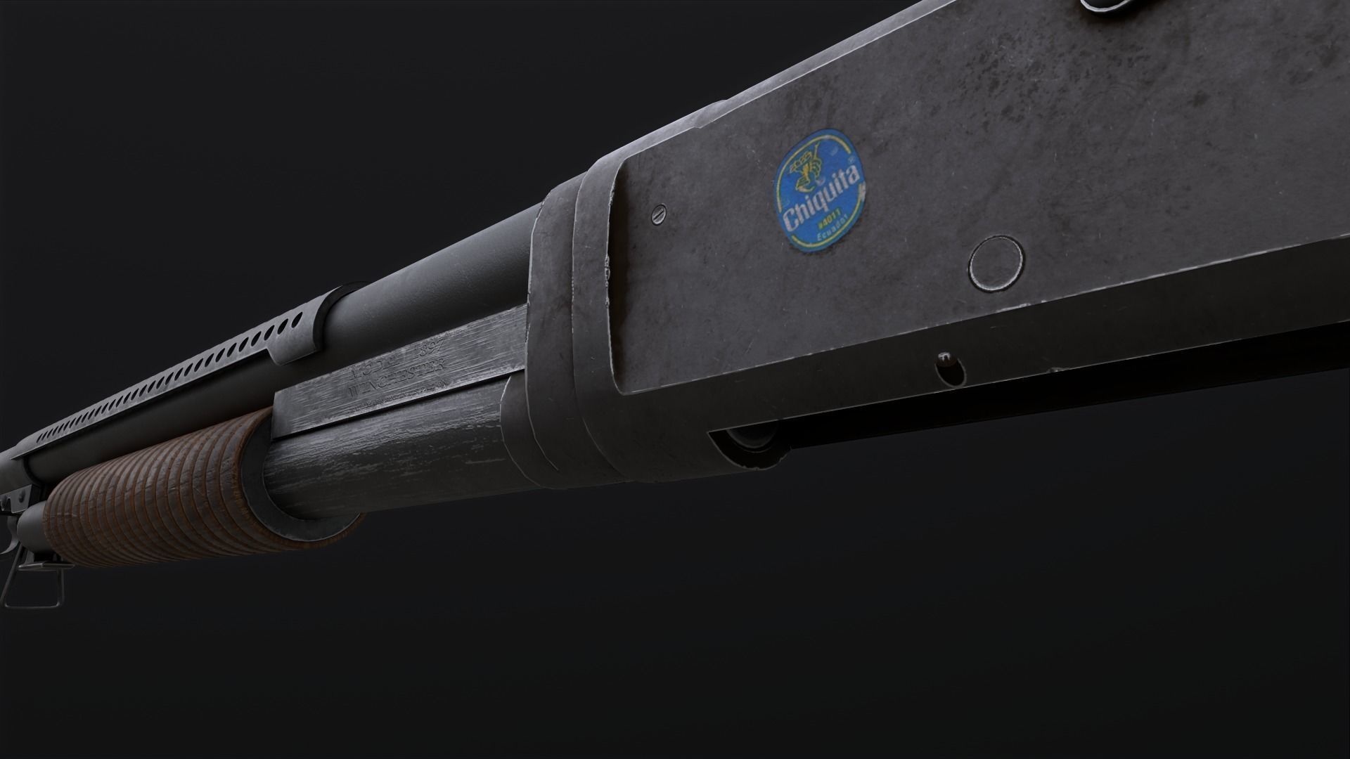 Winchester 1897 Lowpoly gameready Low-poly 3D model_8