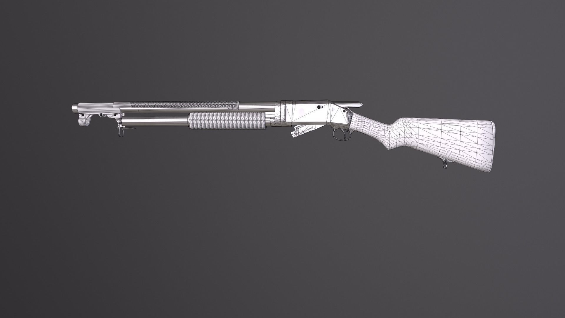 Winchester 1897 Lowpoly gameready Low-poly 3D model_20