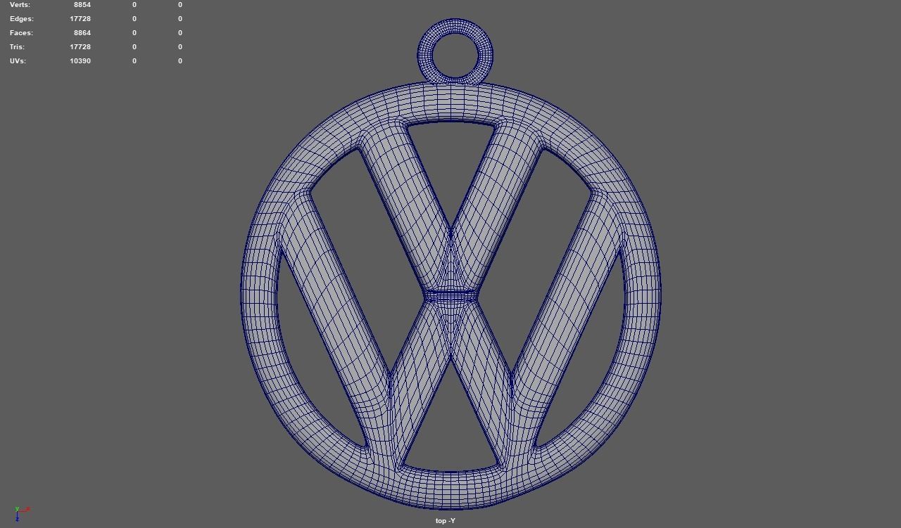 Volkswagen Key Ring Chain 3D print model_6