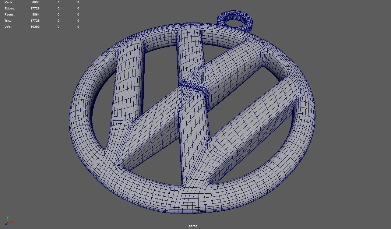 Volkswagen Key Ring Chain 3D print model_5