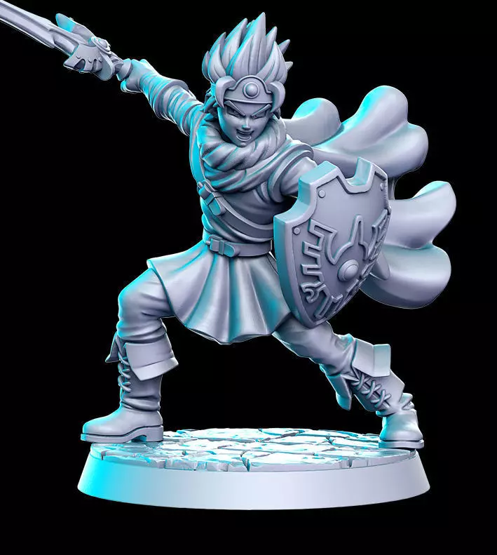 Erdrick Dragon Quest Akira Toriyama 32mm Pre-supported 3D print model_0