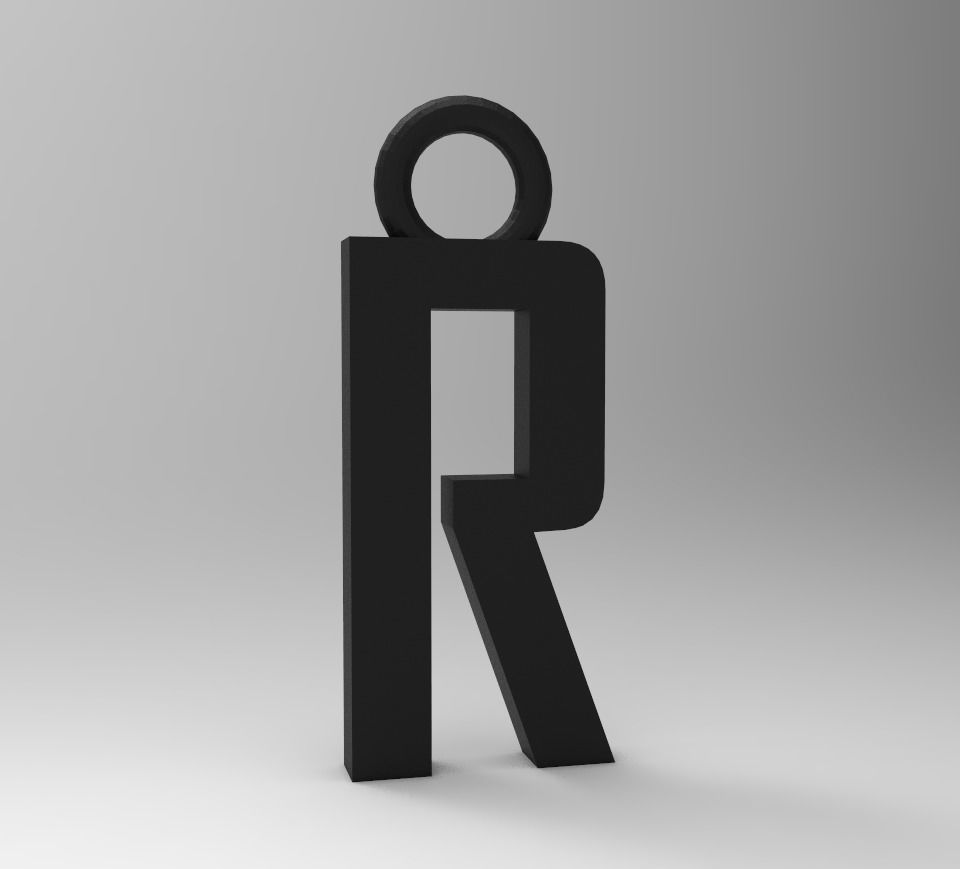 ALPHABET LATTER R PENDANT 3D print model_4