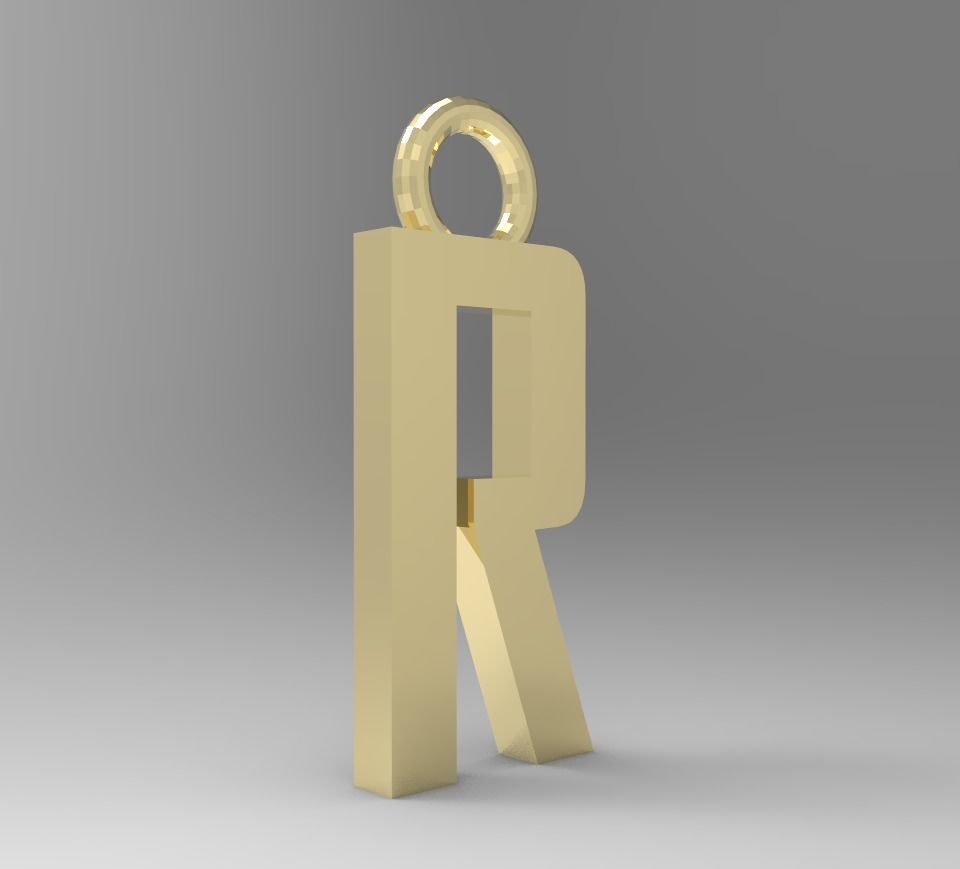 ALPHABET LATTER R PENDANT 3D print model_2