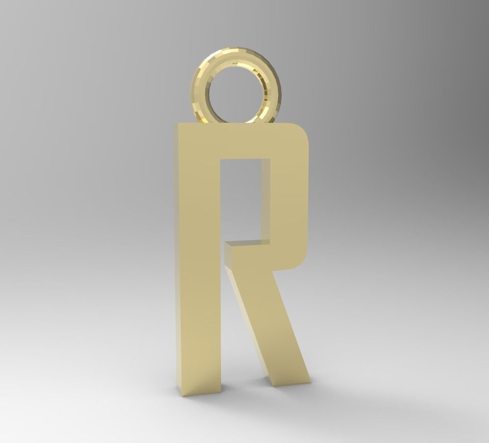 ALPHABET LATTER R PENDANT 3D print model_3