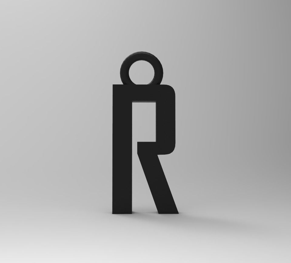 ALPHABET LATTER R PENDANT 3D print model_6
