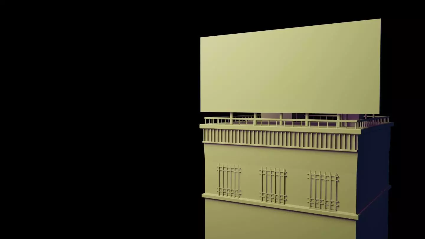 Building with Billboard 3D model_0