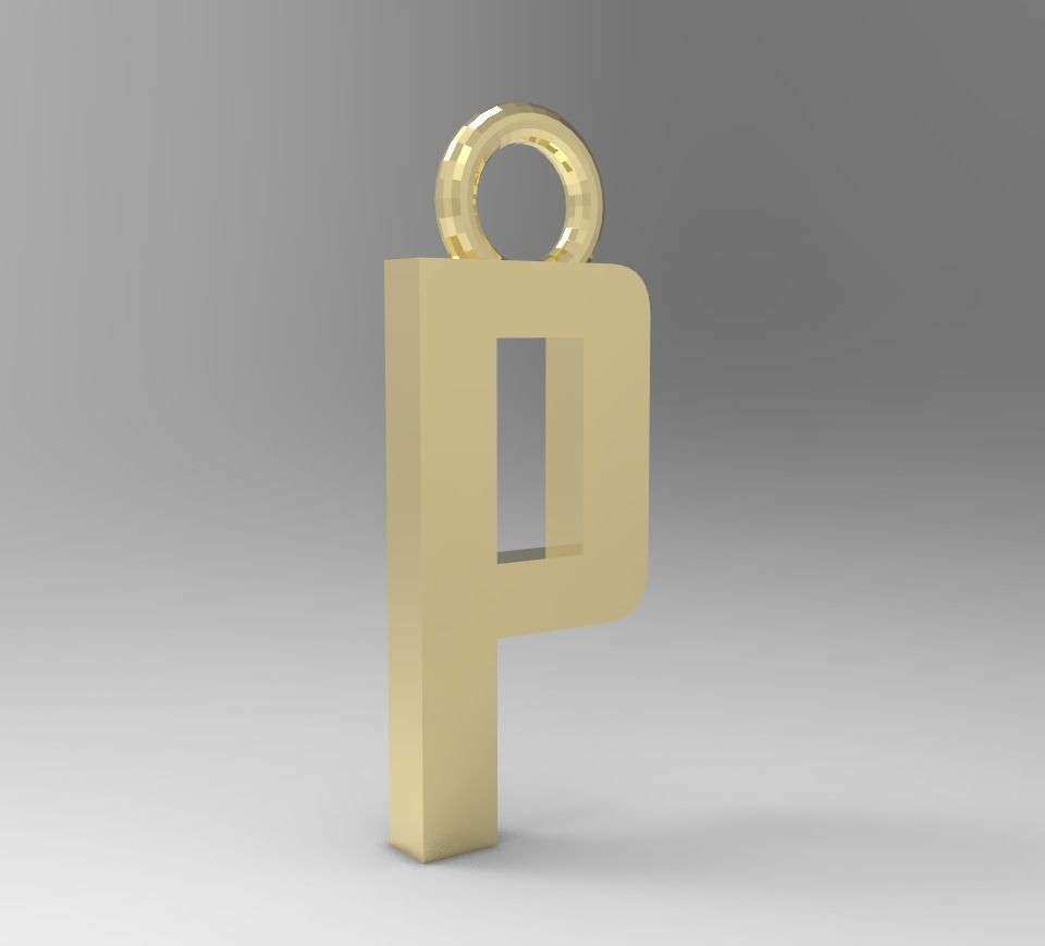 ALPHABET LATTER P PENDANT 3D print model_2