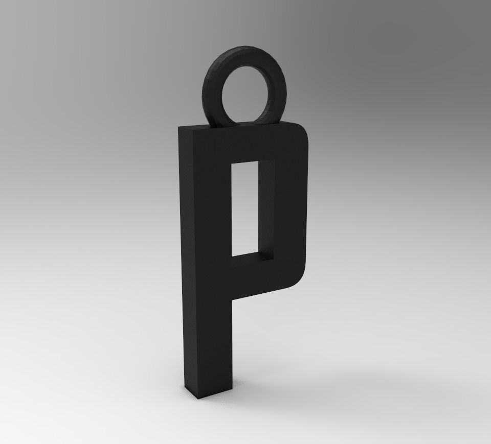 ALPHABET LATTER P PENDANT 3D print model_6