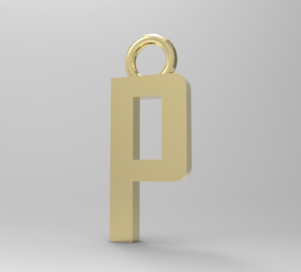 ALPHABET LATTER P PENDANT 3D print model_3