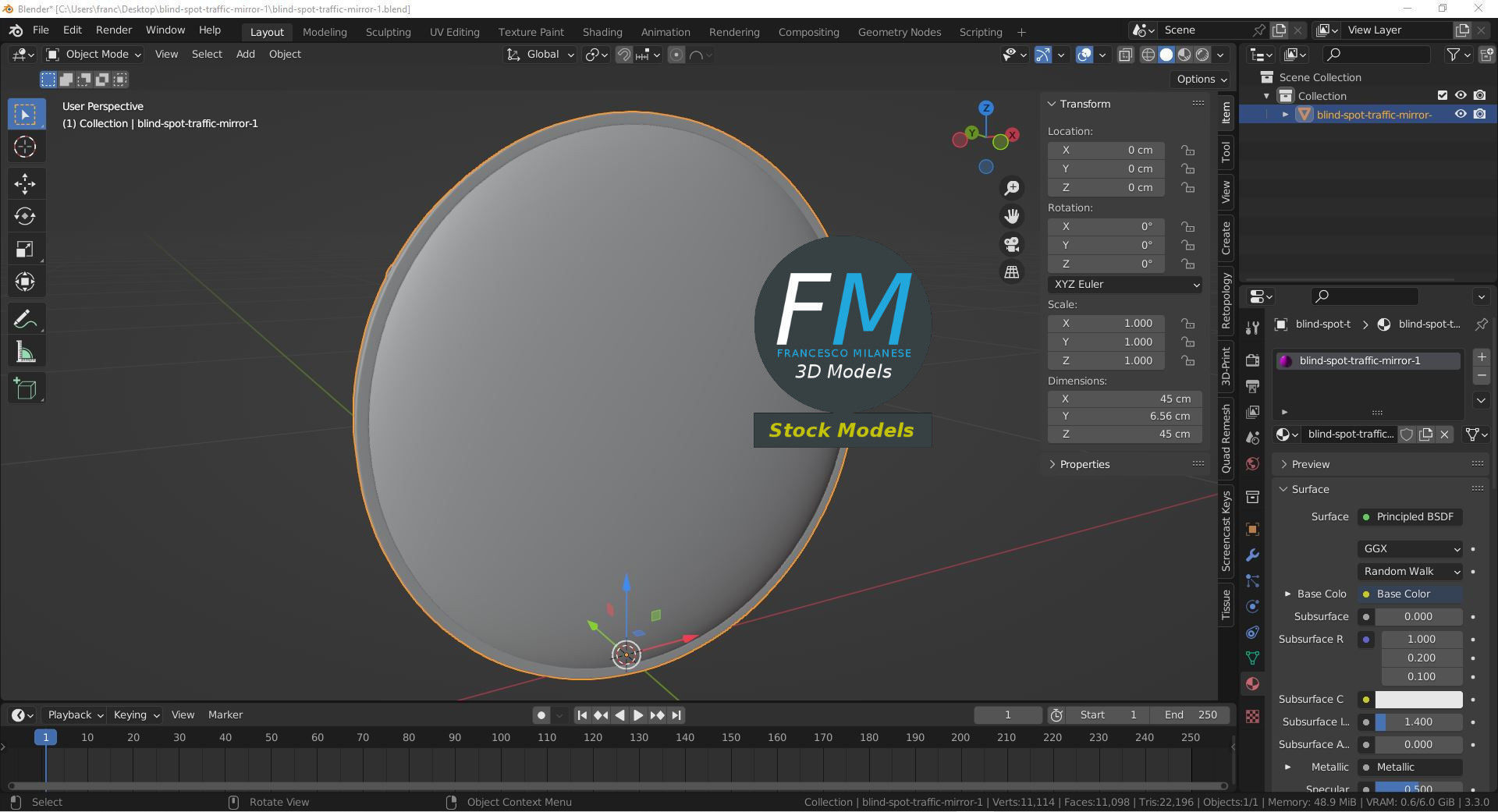 Blind spot traffic mirror 1 3D model_9