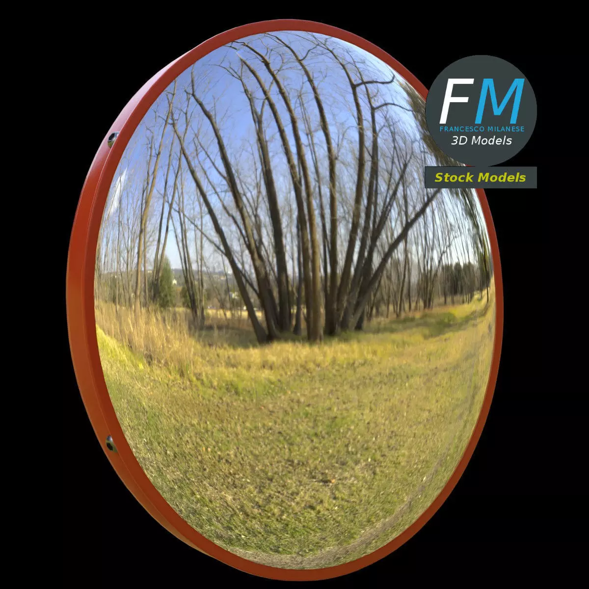 Blind spot traffic mirror 1 3D model_0