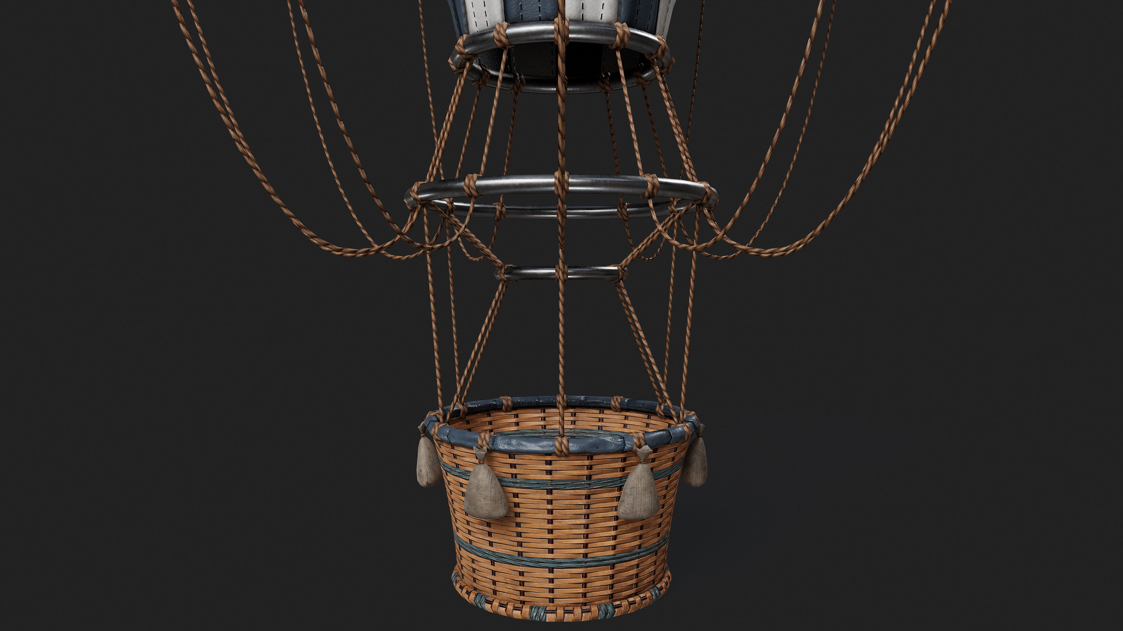 Hot Air Ballon Low-poly 3D model_16