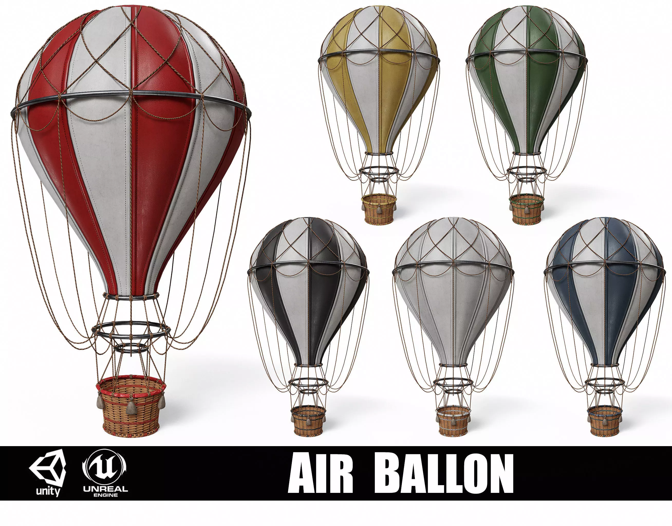 Hot Air Ballon Low-poly 3D model_0