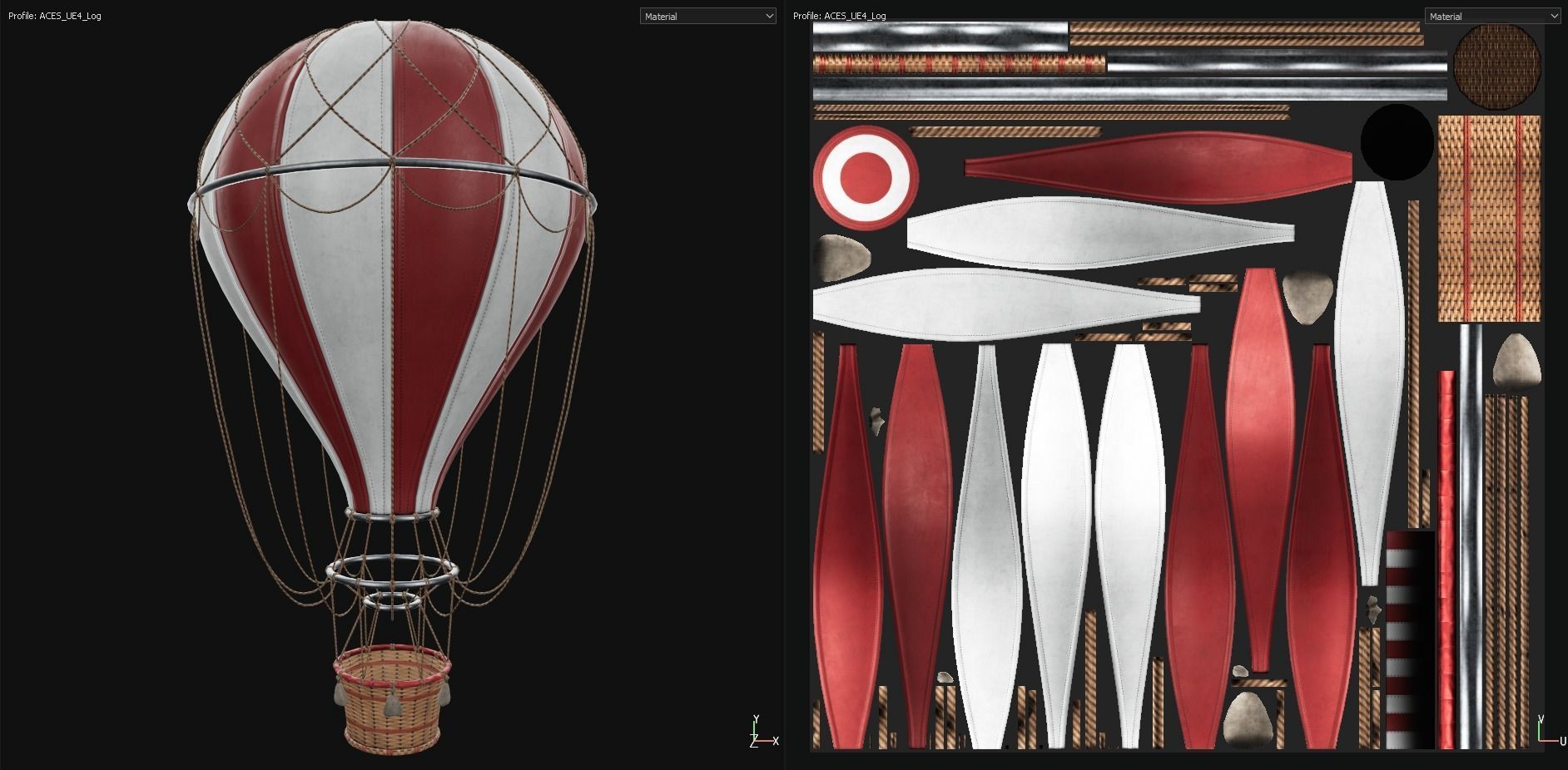 Hot Air Ballon Low-poly 3D model_5
