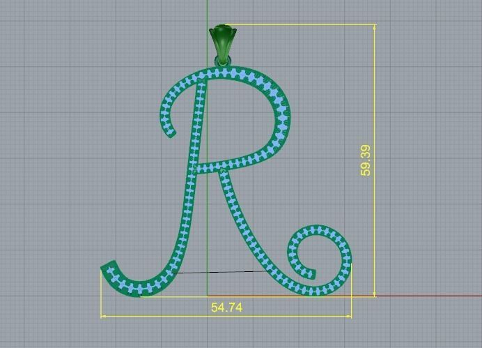 Pendant Letter R Model 3815 3D print model_5