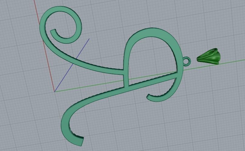 Pendant Letter R Model 3815 3D print model_2