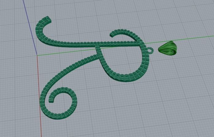 Pendant Letter R Model 3815 3D print model_4