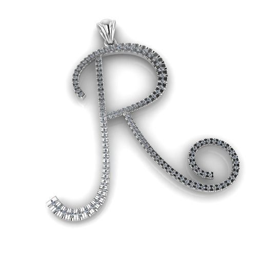 Pendant Letter R Model 3815 3D print model_1