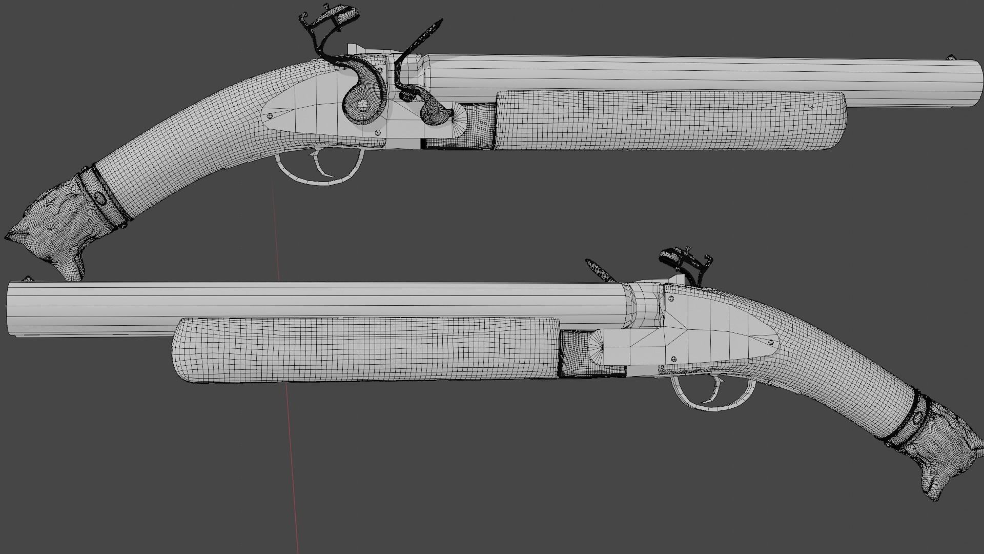  Baroque pattern hand shotgun 3D model_4