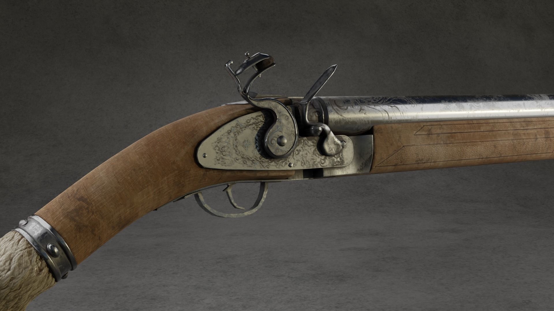  Baroque pattern hand shotgun 3D model_1