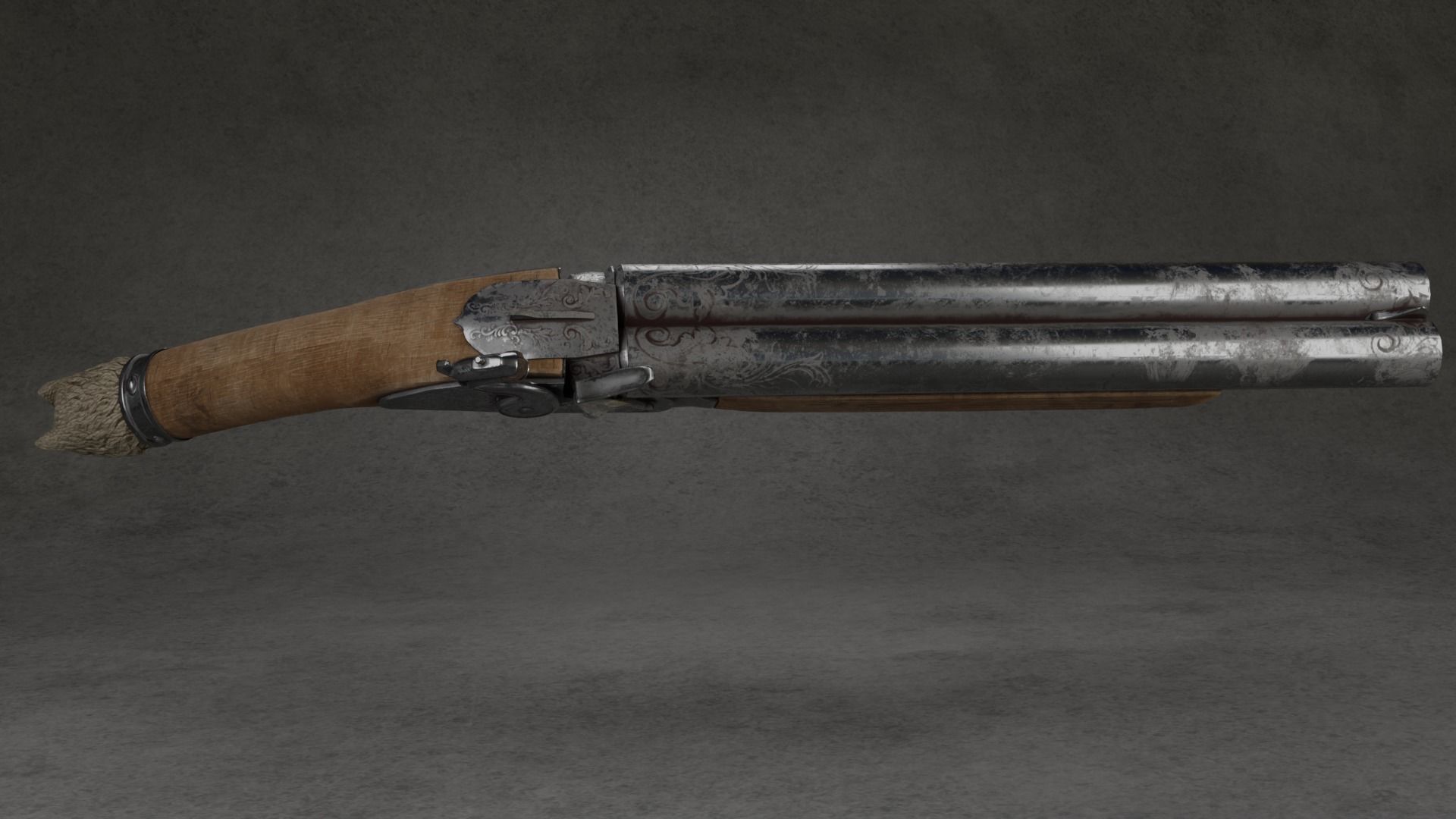  Baroque pattern hand shotgun 3D model_6