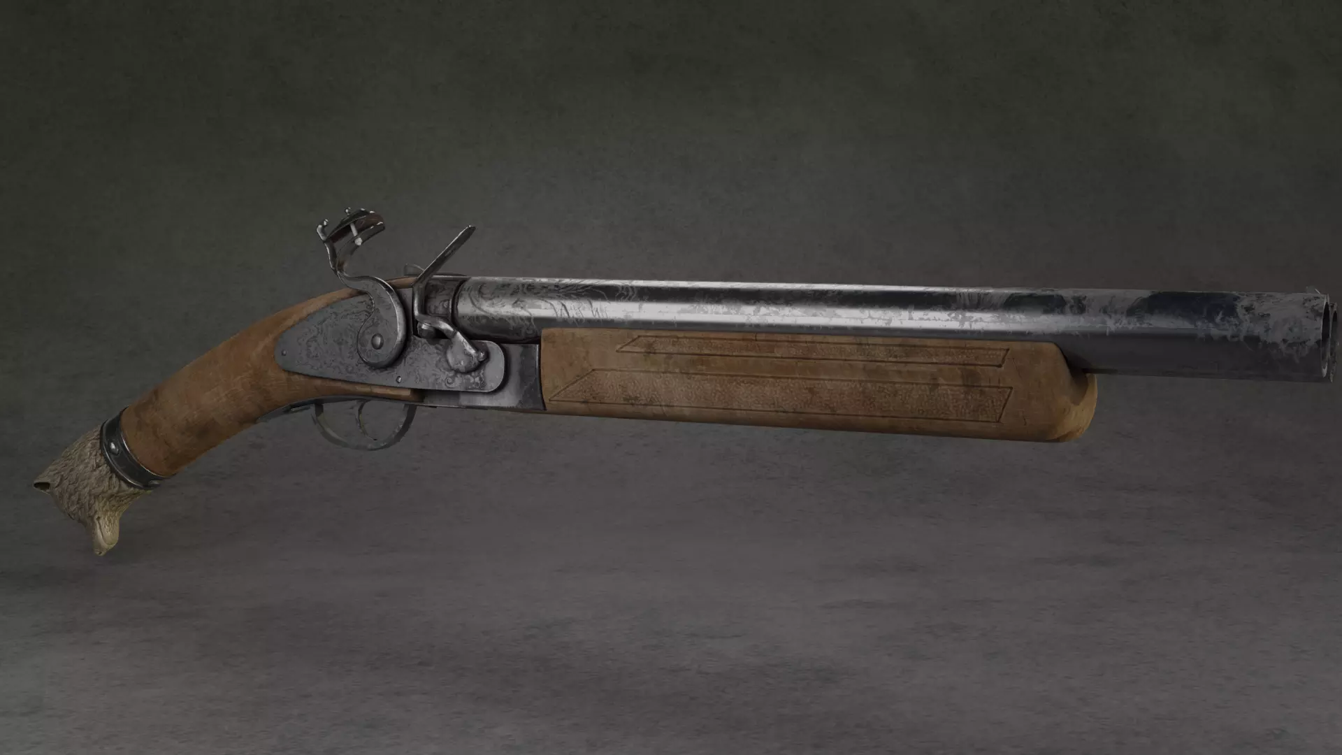  Baroque pattern hand shotgun 3D model_0