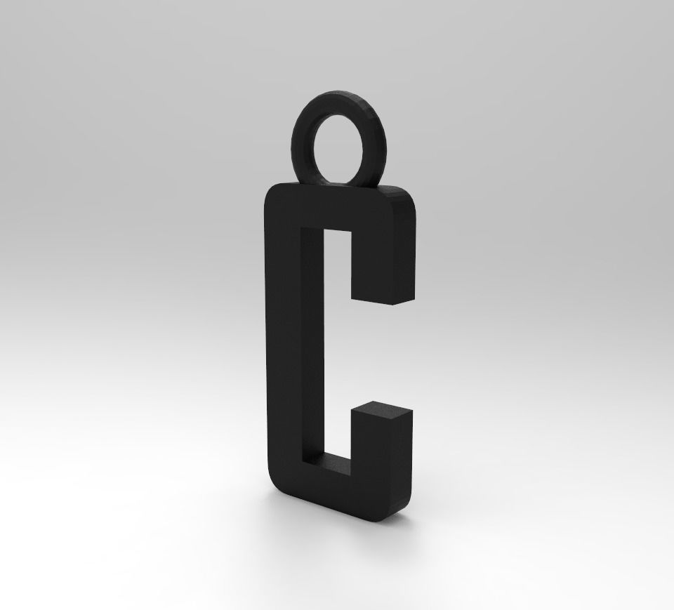 ALPHABET LATTER C PENDANT 3D print model_5