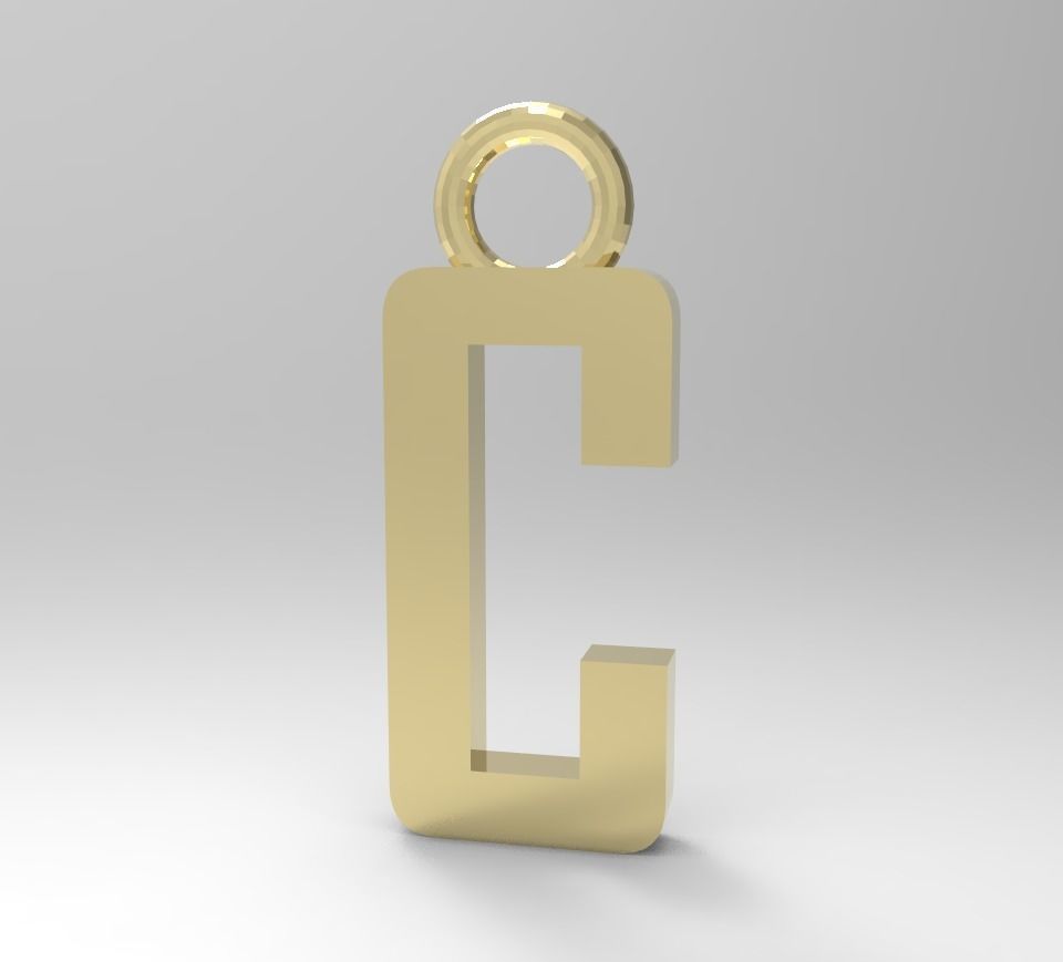 ALPHABET LATTER C PENDANT 3D print model_1