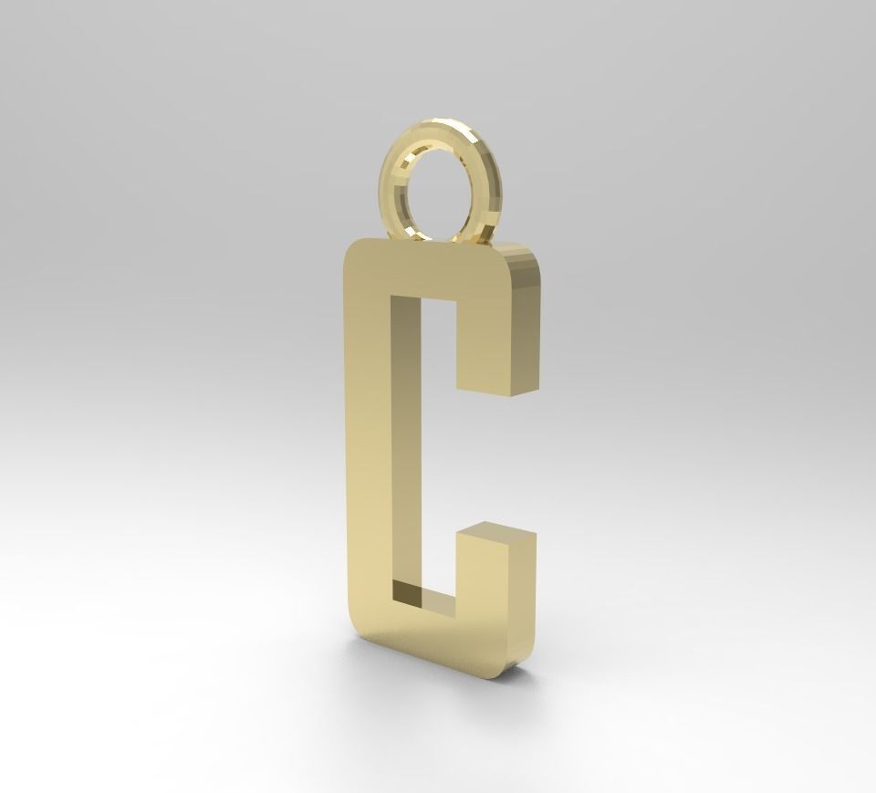 ALPHABET LATTER C PENDANT 3D print model_4