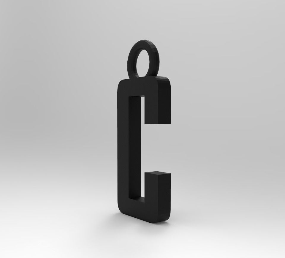 ALPHABET LATTER C PENDANT 3D print model_7