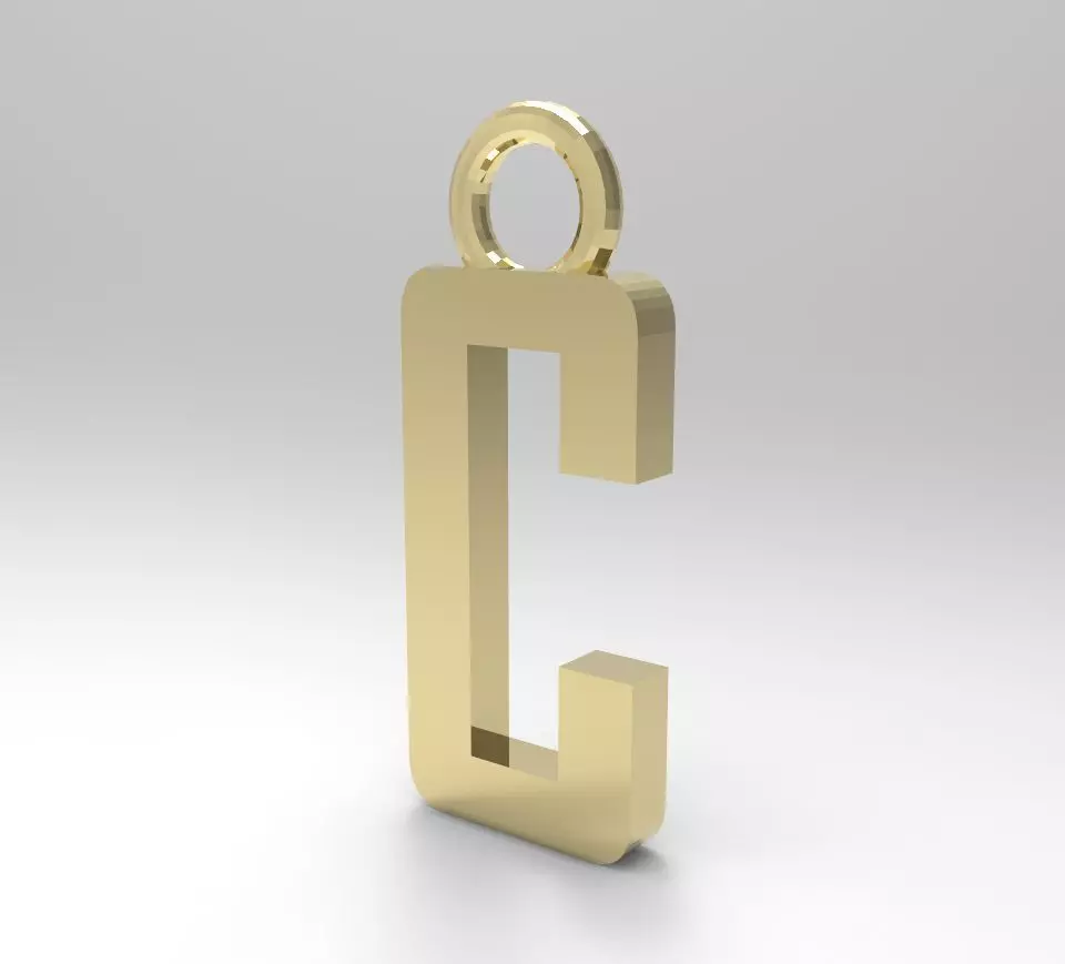 ALPHABET LATTER C PENDANT 3D print model_0